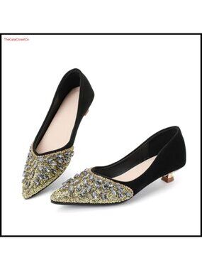 Women's Low Kitten Heel Dressy Pumps Slip On Closed Toe Work Party